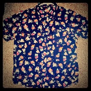 LRG Men's Casual Button Down Shirt - Multicolor Geometric Pattern